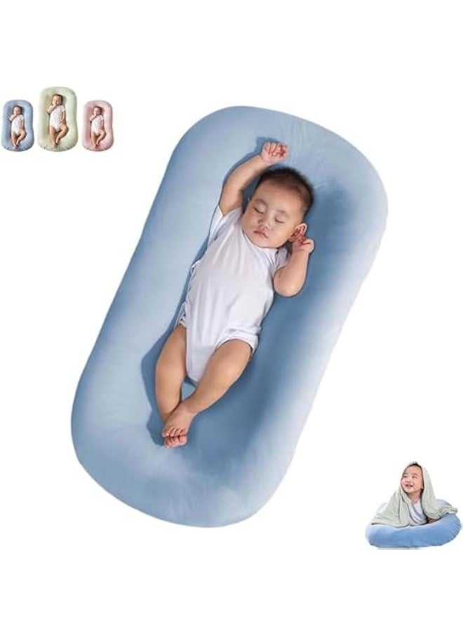 HOOKOR - Durku Baby Lounge Pillow for Newborn 0-12 Months, Newborn Lounger Nest Sleeping for Baby in Bed, Infants Soft Breathable Lounger for Boys & Girls ﻿ (Blue) - Image 1