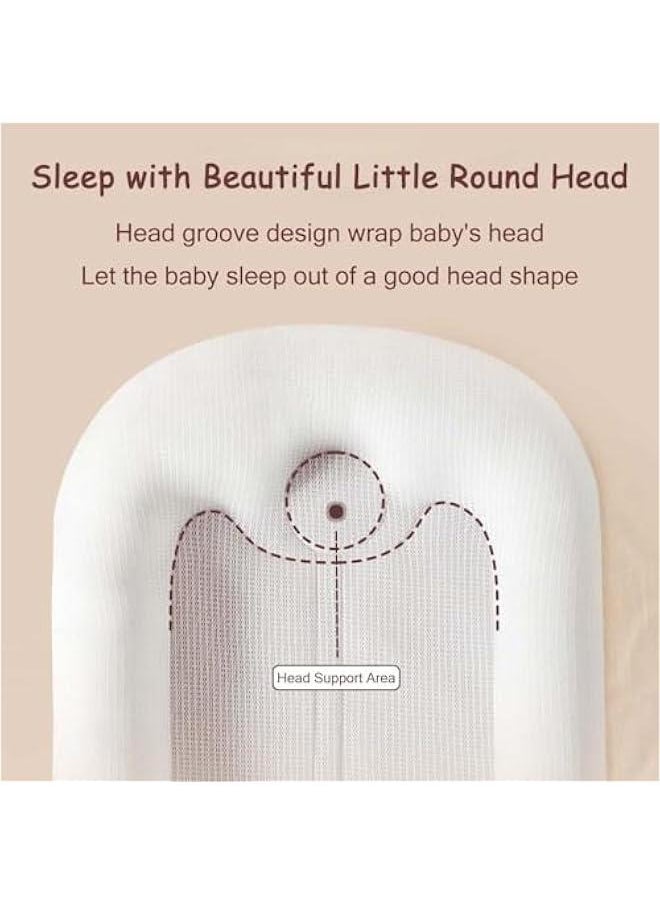 HOOKOR - Durku Baby Lounge Pillow for Newborn 0-12 Months, Newborn Lounger Nest Sleeping for Baby in Bed, Infants Soft Breathable Lounger for Boys & Girls ﻿ (Blue) - Image 1