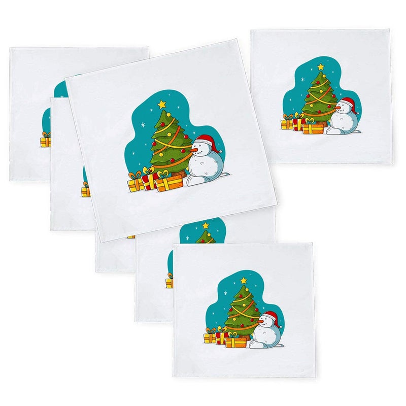 Khakee 6 Pcs Christmas Theme Tafta Silk Table Napkins 10x 10 for Xmas Decoration Christmas OrnamentsChristmas Gift npxmas197P - Image 1