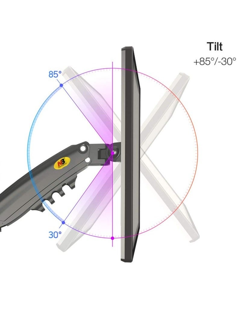 NB ERGONOMIC Monitor Desk Mount Arm for 17''-30''Monitors from 4.4 to 26.4lbs,Ultra Wide Full Motion Swivel Height Adjustable Monitor Stand H100 - Image 5
