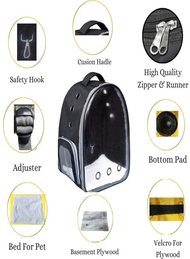 Risan Pets Pet Backpack Transparent Cat & Small Dog Puppy Kitty Shihtzu Carriers for Breathable Airline Travel Approved Air Ventilation Backpack Size 17 × 13 × 11 inch(Black) - Image 4