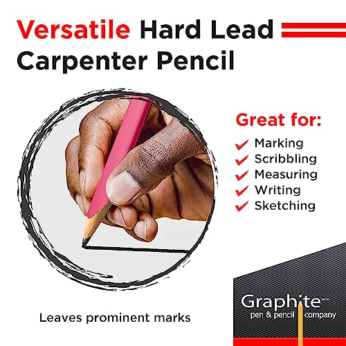 GRAPHITE Hard Lead Carpenter Pencils Bulk - (72) Pieces Lumber Wooden Pencil #2 (HB) - Neon Pink - Image 4