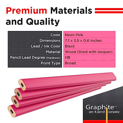 GRAPHITE Hard Lead Carpenter Pencils Bulk - (72) Pieces Lumber Wooden Pencil #2 (HB) - Neon Pink - Image 2