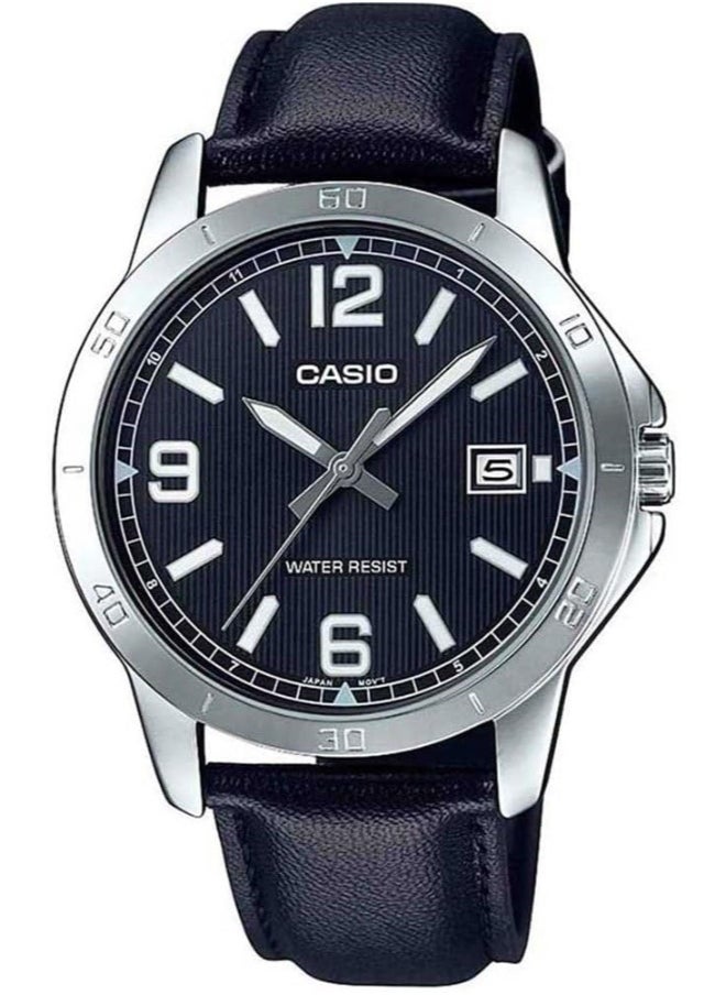 Men's Leather Analog Watch MTP-V004L-1BUDF - 41.5 mm