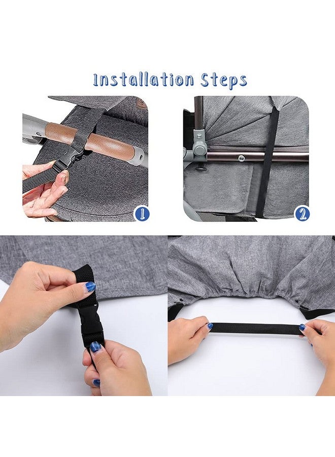 Apol Pram Sunshade Sun Cover, Sun Shade Stroller for Baby, Universal Waterproof Stroller Sunshade Cover Anti-UV with Viewing Window for Stroller(Grey) - Image 3