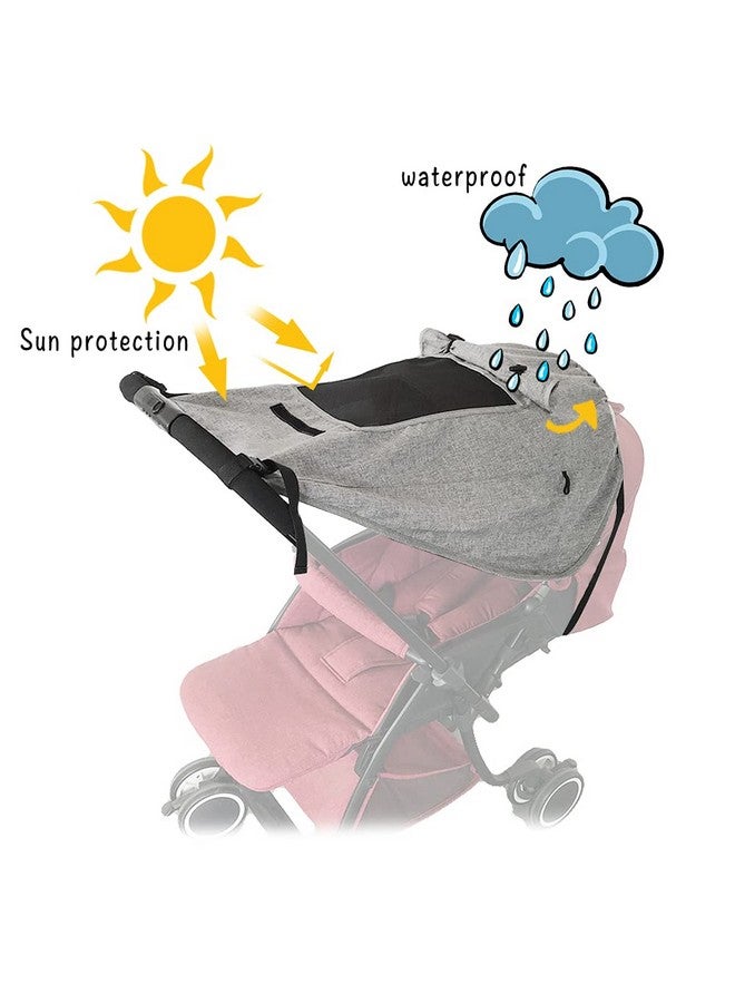 Apol Pram Sunshade Sun Cover, Sun Shade Stroller for Baby, Universal Waterproof Stroller Sunshade Cover Anti-UV with Viewing Window for Stroller(Grey) - Image 2