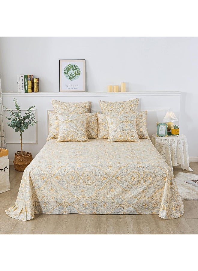 FADFAY - FADFAY Luxury Sheets Set King Classical Damask Paisley Bedding Luxurious Gold Classy Paisley Bed Sheet Set Breathable 100% Cotton Ultra Soft Hypoallergenic Deep Pocket Fitted Sheet 4Pcs, King Size - Image 1