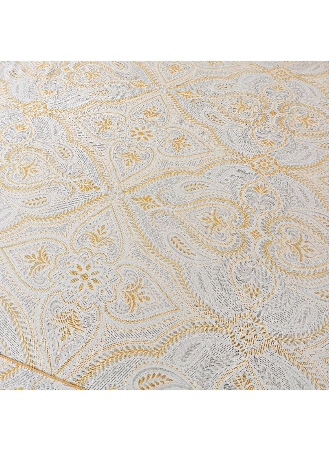 FADFAY - FADFAY Luxury Sheets Set King Classical Damask Paisley Bedding Luxurious Gold Classy Paisley Bed Sheet Set Breathable 100% Cotton Ultra Soft Hypoallergenic Deep Pocket Fitted Sheet 4Pcs, King Size - Image 1