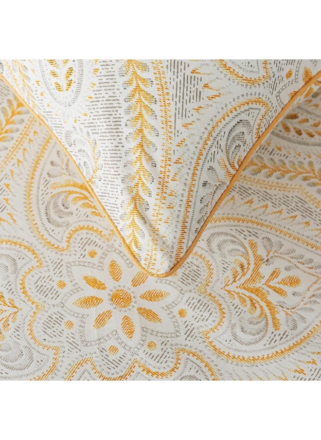 FADFAY - FADFAY Luxury Sheets Set King Classical Damask Paisley Bedding Luxurious Gold Classy Paisley Bed Sheet Set Breathable 100% Cotton Ultra Soft Hypoallergenic Deep Pocket Fitted Sheet 4Pcs, King Size - Image 1