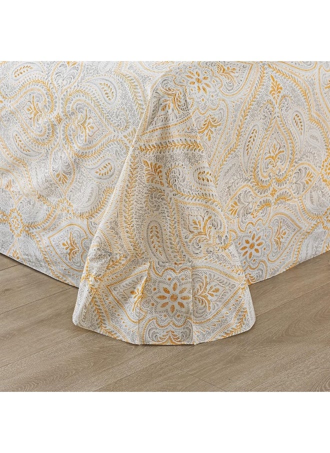 FADFAY - FADFAY Luxury Sheets Set King Classical Damask Paisley Bedding Luxurious Gold Classy Paisley Bed Sheet Set Breathable 100% Cotton Ultra Soft Hypoallergenic Deep Pocket Fitted Sheet 4Pcs, King Size - Image 1