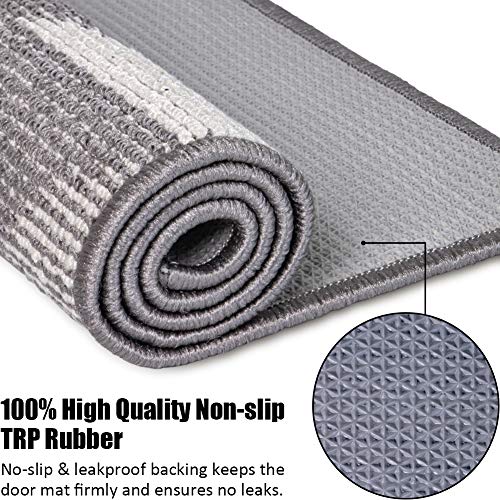 Aoonby Indoor Doormat 32"x 48", Absorbent Front Back Door Mat, Rubber Backing Non Slip Floor Mats Inside Mud Dirt Trapper Outside Entrance Front Door Rug Carpet, Machine Washable Low Profile - Grey Geome - Image 5