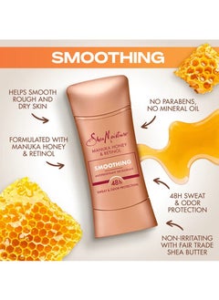 SheaMoister SheaMoisture Desodorante antitranspirante en barra suavizante miel de manuka y retinol para protección contra el sudor y el olor 48HR sin parabenos y sin aceite mineral 74ml  - Image 3