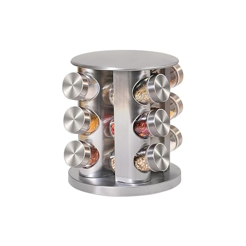 Delavala 12 Jar - Rotating Spice Rack For Kitchen | Glass Spice Rack Set For Kitchen | Carousel For Kitchen | Stainless Steel Spice rack | Masala Container | Jars And Containers set - Image 1