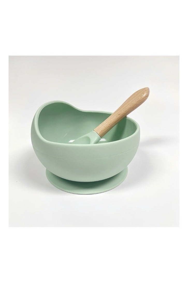 Set Of 2 Pieces Silicone Baby Feeding Set With Suction, Silicone Bowl and Spoon For Baby, Kids, - Image 1