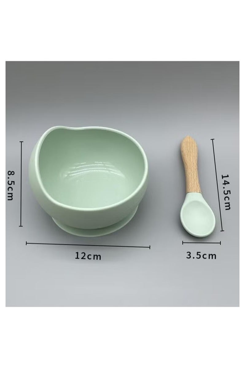 Set Of 2 Pieces Silicone Baby Feeding Set With Suction, Silicone Bowl and Spoon For Baby, Kids, - Image 2