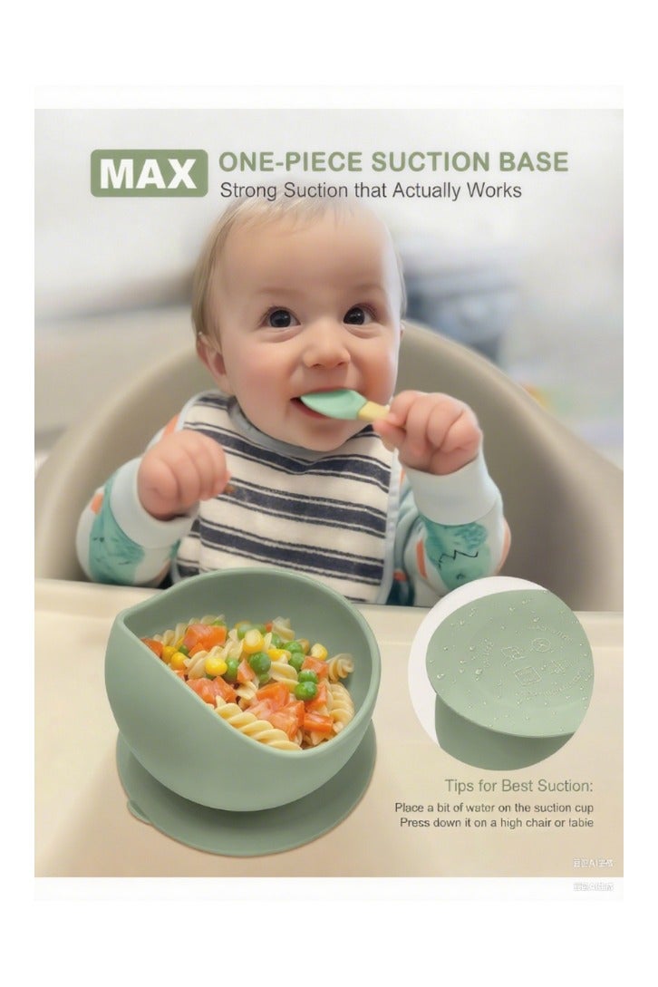 Set Of 2 Pieces Silicone Baby Feeding Set With Suction, Silicone Bowl and Spoon For Baby, Kids, - Image 3