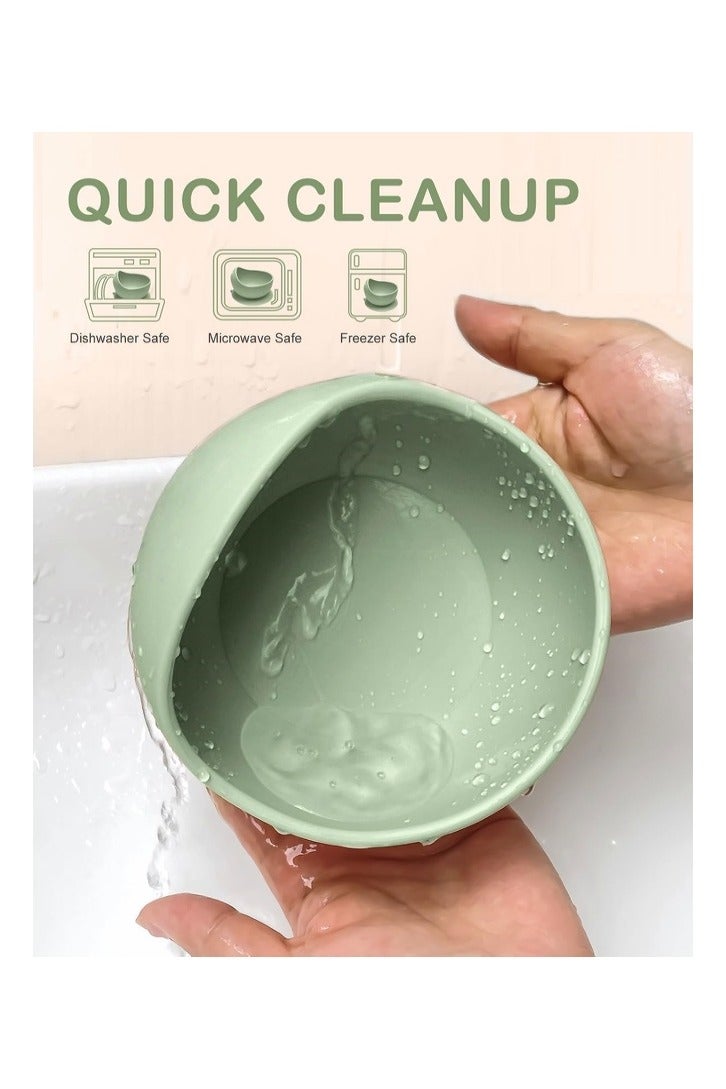 Set Of 2 Pieces Silicone Baby Feeding Set With Suction, Silicone Bowl and Spoon For Baby, Kids, - Image 5