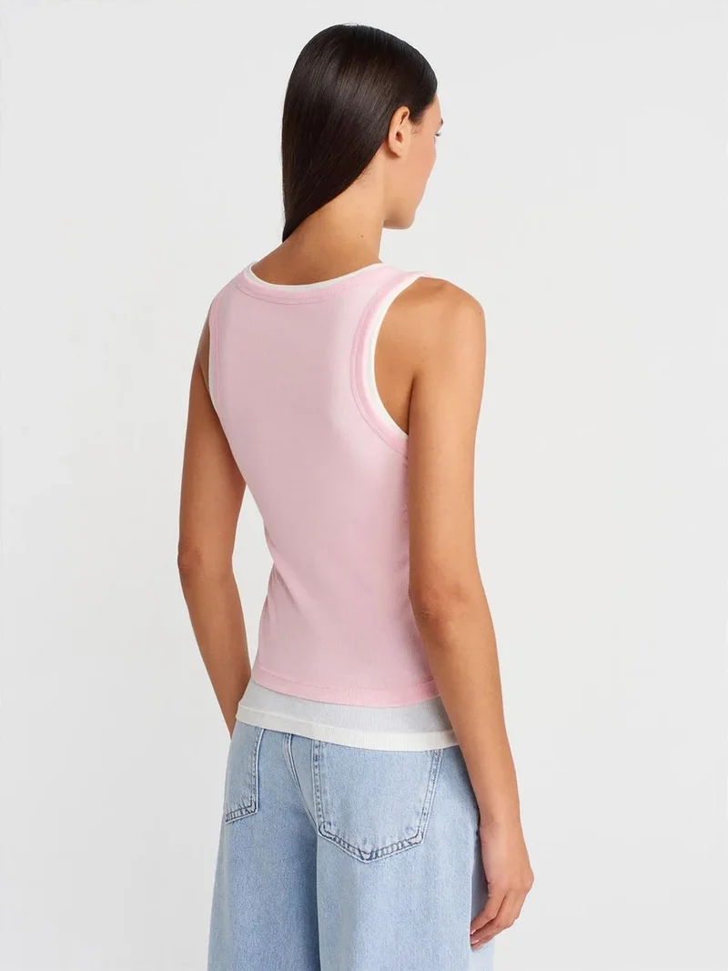 ديلفين Dilvin Ribbed Cotton Sleeveless Cami Blouse