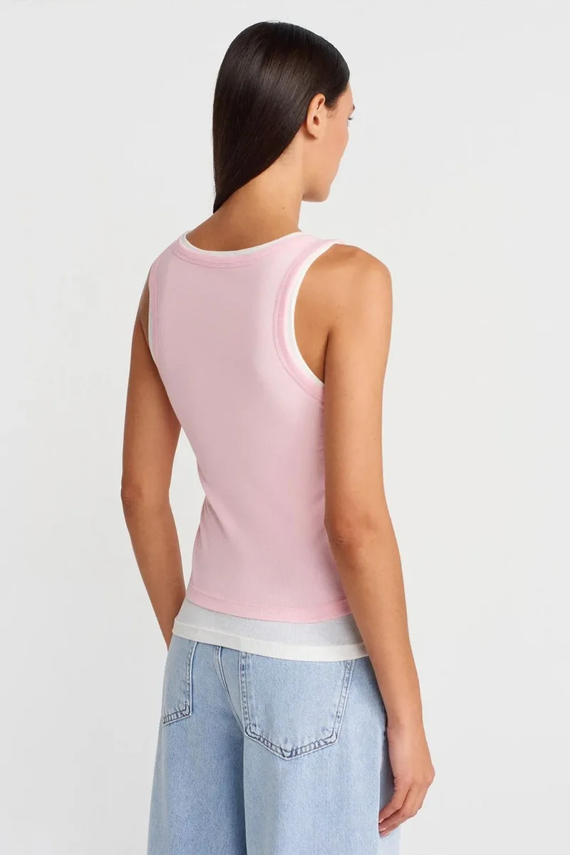 Dilvin Blush Pink DILVIN Ribbed Cotton Sleeveless Cami Blouse for Women | Best Price UAE