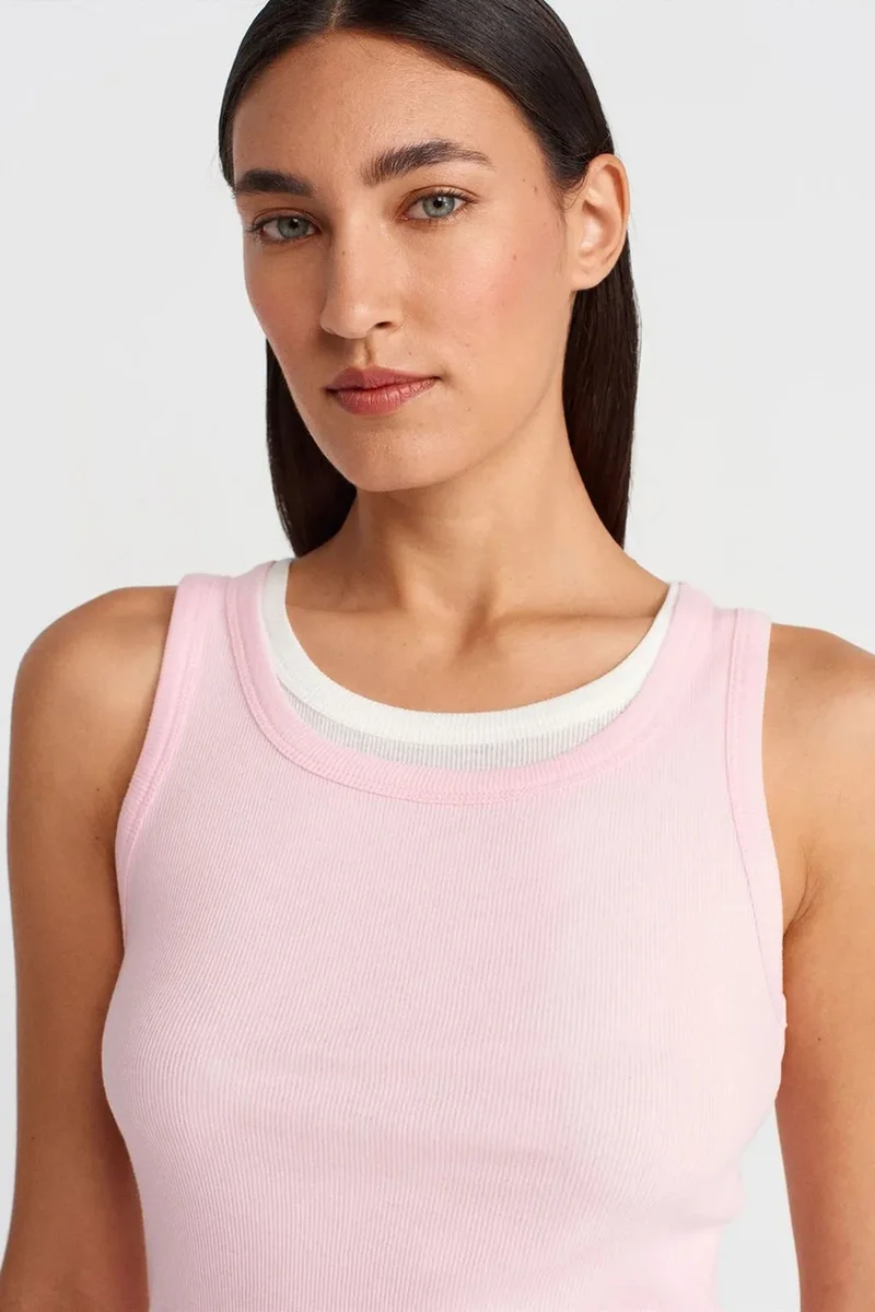 Dilvin Blush Pink DILVIN Ribbed Cotton Sleeveless Cami Blouse for Women | Best Price UAE