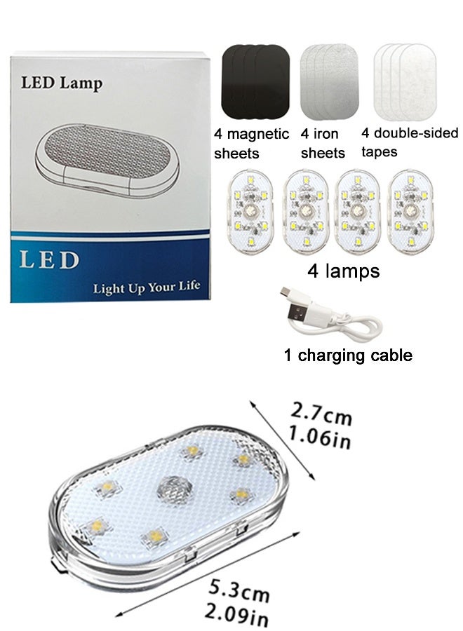 4 Pcs Car Interior Lights Wireless LED USB Chargeable Ceiling Lamps Hand Reading Light and Door Light,For Night Time Illumination Car Interior design - Image 5