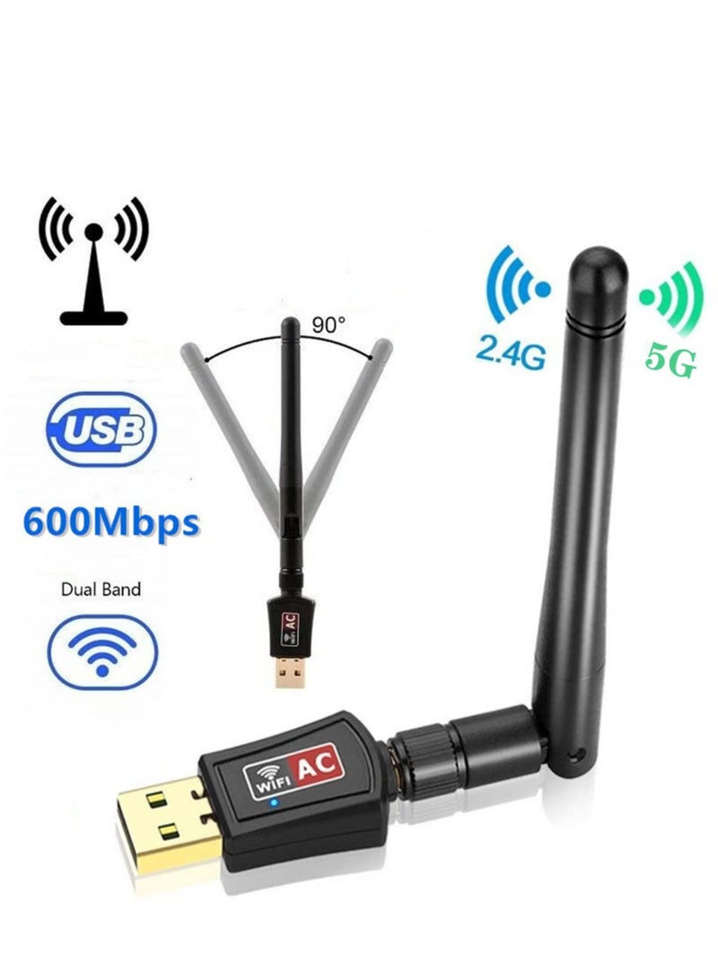 Excefore USB Wifi Dongle for PC High Speed 600Mbps USB Wifi Adapter Dual Band 2.4/5.8GHz USB Wifi Computer Internet Adapter for Mac/PC/Desktop/Laptop/Tablet, Supports Windows 11/10/8/7/Vista/XP/2000 - Image 4