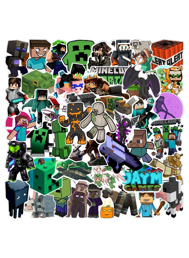50-Piece Minecraft Stickers, Vinyl Waterproof Art Stickers for Laptop,Skateboard, Water Bottles,Computer,Phone,Guitar,Cartoon Stickers for Kids Teens Adult - Image 2