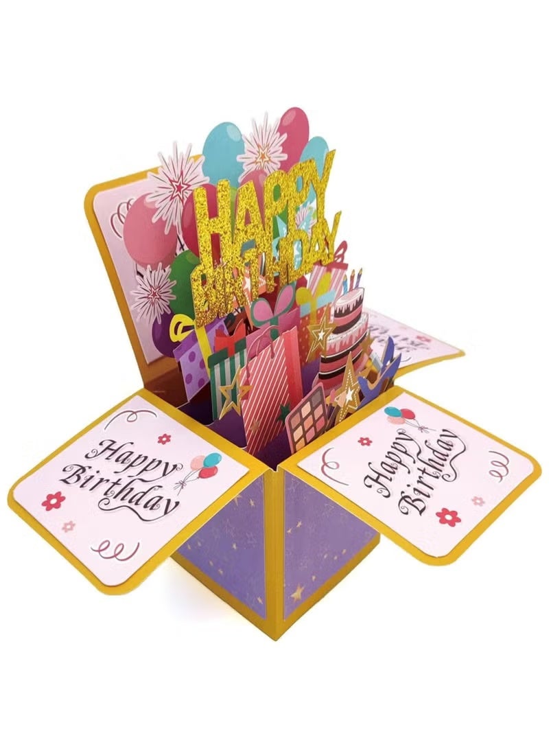 3D Happy Birthday Card, Paper Pop Up Birthday Cards Greeting Cards with Blank Card and Envelope, Unique Birthday Gift for Women Men Kids Husband Wife Mom Dad Daughter - Image 1