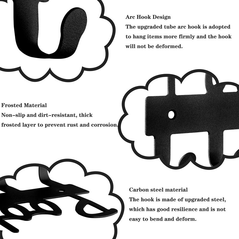 Topspeeder Pool Towel Hooks for Bathroom Wall Mount Towel Rack Towel Holder Carbon Steel Hanger Organizer Indoor Outdoor for Robe, Towel, Coat, Swimsuit, Umbrella, Bag, Keys(Matte Black) - Image 2