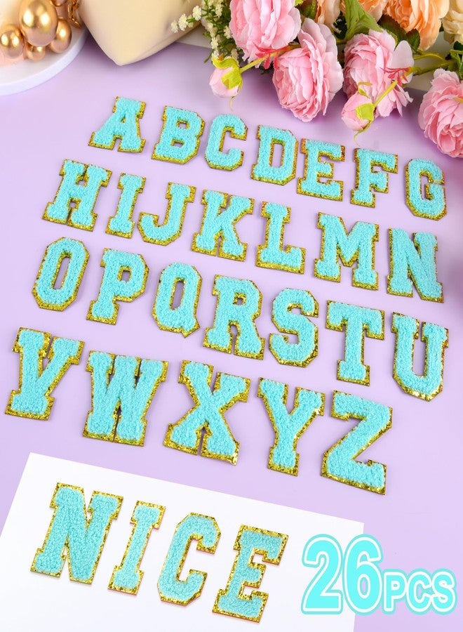 ASTARON 26 Pcs Self Adhesive Letter Patches Chenille Letters Stickers, A-Z Embroidered Applique Patches Alphabet Cloth Patch for Clothes, Bags, Hat, Phone Case, DIY Accessories (Lake Blue) - Image 3