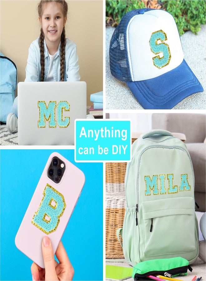 ASTARON 26 Pcs Self Adhesive Letter Patches Chenille Letters Stickers, A-Z Embroidered Applique Patches Alphabet Cloth Patch for Clothes, Bags, Hat, Phone Case, DIY Accessories (Lake Blue) - Image 4