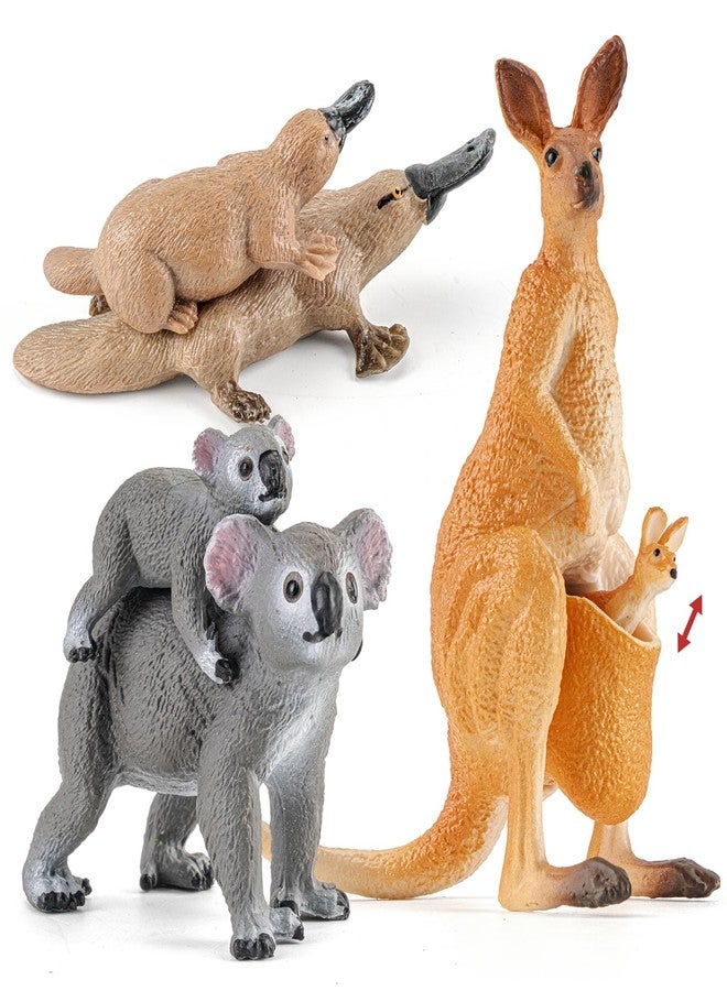 THINKBAY 6PCS Australian Animal Figurines Family Toys for Kids, Zoo Safari Animal Figure, Includes Koala,Kangaroo,Platypus Figures with Cubs, Birthday Gift Party Favors Cake Toppers for Boy Girl - Image 1