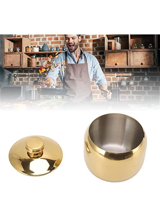 Sugar Bowl , Sugar Dispenser , Stainless Steel Sugar Pot With Lid , Drum Shape Small Condiment Container for Home and Kitchen(Gold)  - Image 5