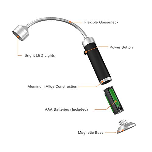 FIREOR Barbecue Grill Light Grilling Accessories for Outdoor, BBQ Magnetic LED Lights Flexible Gooseneck Weather Resistant, Men Dad Gifts Batteries Included 2 Pack (Black) - Image 4