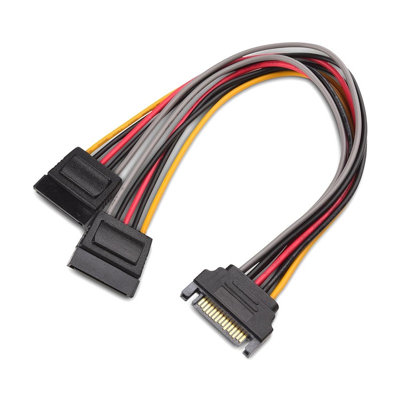 CableMatters 3-Pack 15 Pin SATA Power Splitter Cable - 8 Inches, SATA Power Y-Splitter Cable - Image 1