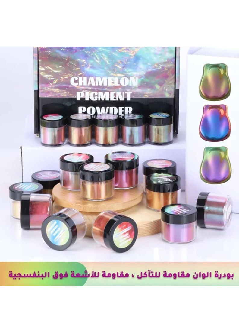 Resin Art Chamelon Mica Color Powder Set Of 5g x 12 Colors - Image 2