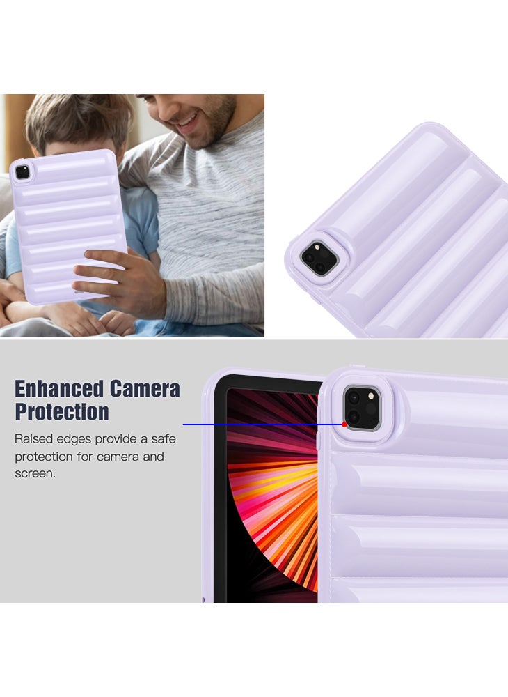 For iPad Pro 11 (2020)/(2021)/(2022) Anti-Dust Candy Color Tablet Shell Case Down Jacket TPU Cover - Purple - Image 5