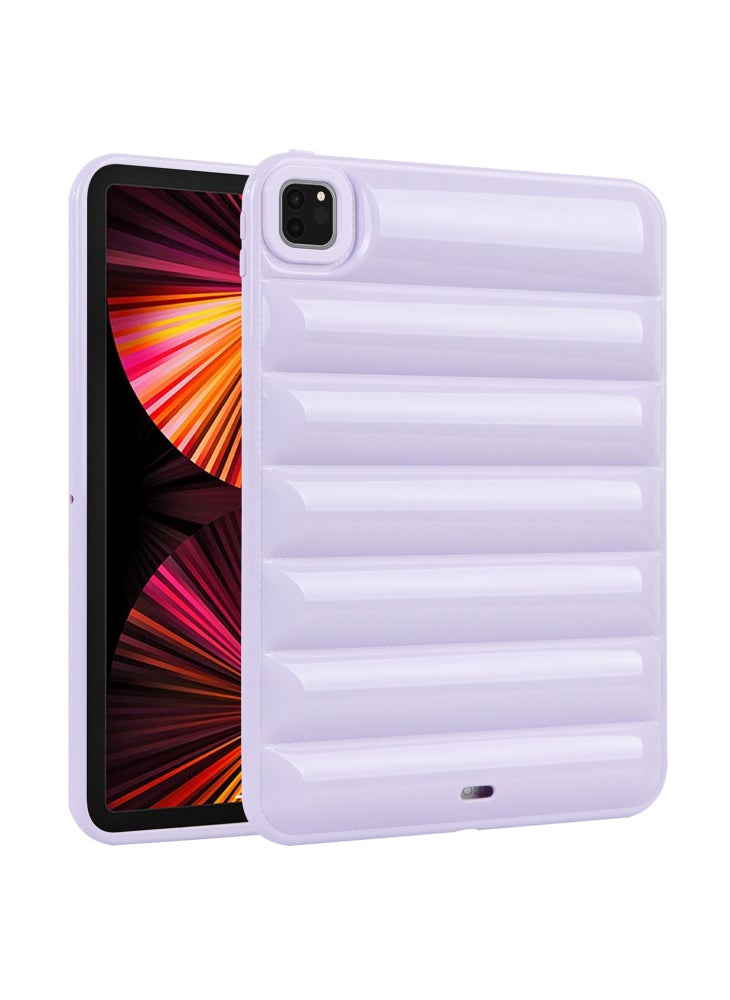 For iPad Pro 11 (2020)/(2021)/(2022) Anti-Dust Candy Color Tablet Shell Case Down Jacket TPU Cover - Purple - Image 1