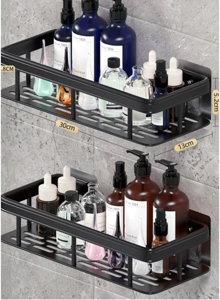 JUNARIS Stainless steel Wall Mounted Shower Caddy Shelf | Self Adhesive No Drilling | Aluminum Bathroom Shower Caddy Rack | Shower Shelf for Home Kitchen bathroom - Image 1