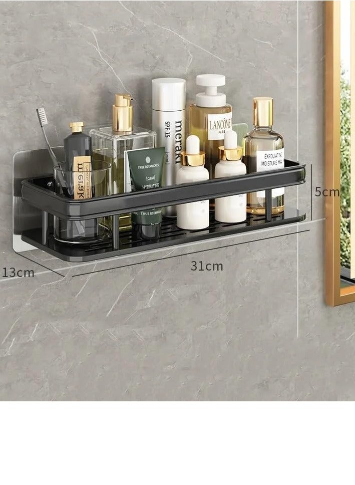 JUNARIS Stainless steel Wall Mounted Shower Caddy Shelf | Self Adhesive No Drilling | Aluminum Bathroom Shower Caddy Rack | Shower Shelf for Home Kitchen bathroom - Image 5