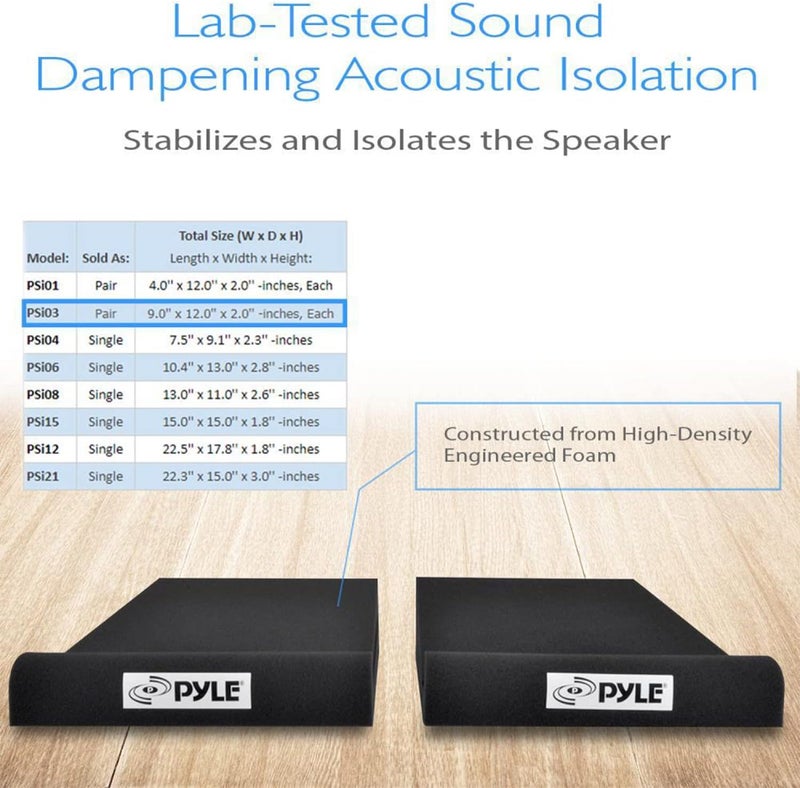 Pyle Sound Dampening Speaker Riser Foam - Audio Acoustic Noise Isolation Platform Pads Recoil Stabilizer For Studio Monitor, Subwoofer, Loud Speakers - PSI03 - Pack of 2,Black - Image 4