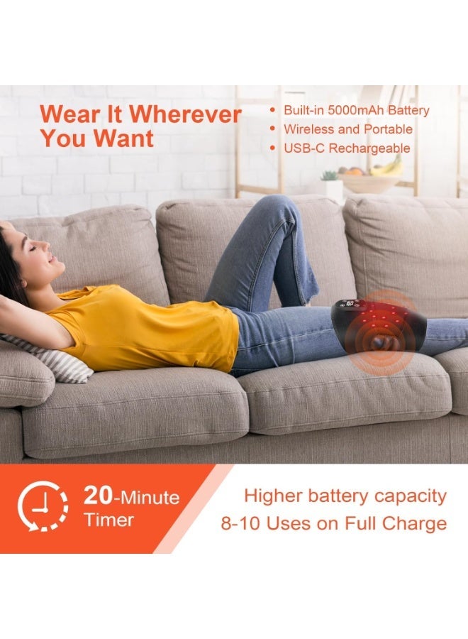 جهاز تدليك الركبة المحسن بالحرارة والاهتزاز – وسادة تدفئة لاسلكية لتخفيف آلام الركبة والكوع والكتف – عملي وسهل الاستخدام - Image 4