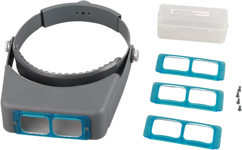 Headband Reading Magnifier with Four Optical Glass Lenses, Jewelry Repair Tool, Head Mount Magnifier with 15X., 2X, 25X., 35X. Magnification, Rotatable Screw - Image 1
