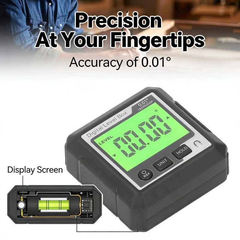 Digital Angle Gauge Finder, Magnetic Protractor Inclinometer, Portable Level Box, Black White - Easy Mode Switch, Multi - Purpose Use for Woodworking and Constructi (Black and White) - Image 2