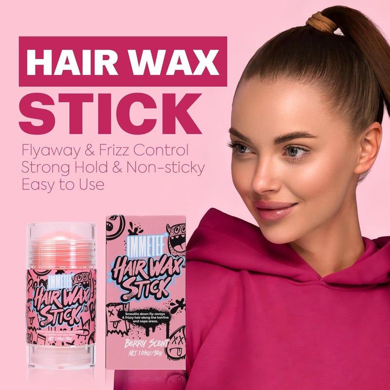 Immetee Multi-use upgraded craftsmanship immetee Hair Wax Stick Womens, Frizz & Flyaways Hair Tamer Stick, Not Greasy, No Residue, Hair Wigs Edge Control Slick Gel for Hairstyling,1.05oz/30g (Orange) Classic modern blend design - Image 2