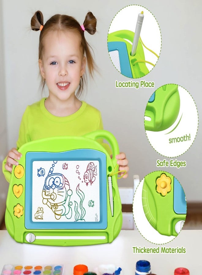 AiTuiTui Magnetic Drawing Board Mini Travel Doodle, Erasable Writing Sketch Colorful Pad Area Educational Learning Toy for Kid/Toddlers/Babies with 3 Stamps and 1 Pen (Green) - Image 3