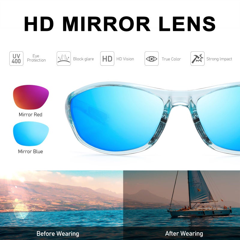 Lkeye Bifocal Reading Sunglasses For Men Women Sports Style Sun Reader Wrap Around Build-In Uv400 Driving Sports/Outdoor/Driving Eyewear Lk6092 (Red/Blue Magnifications+1.5X - Image 5