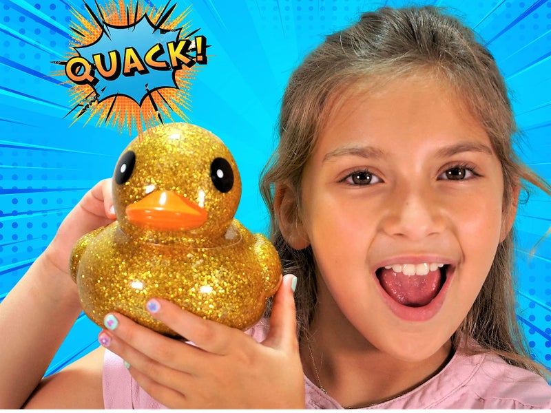 JA-RU Giant Glitter Rubber Ducks (1 Duck Assorted) 7" Large Rubber Duck. Kid Bath Toys. Stress Relief Fidget. Beach & Pool Toy. Baby Shower & Birthday Party Favors. 4346-1s - Image 3