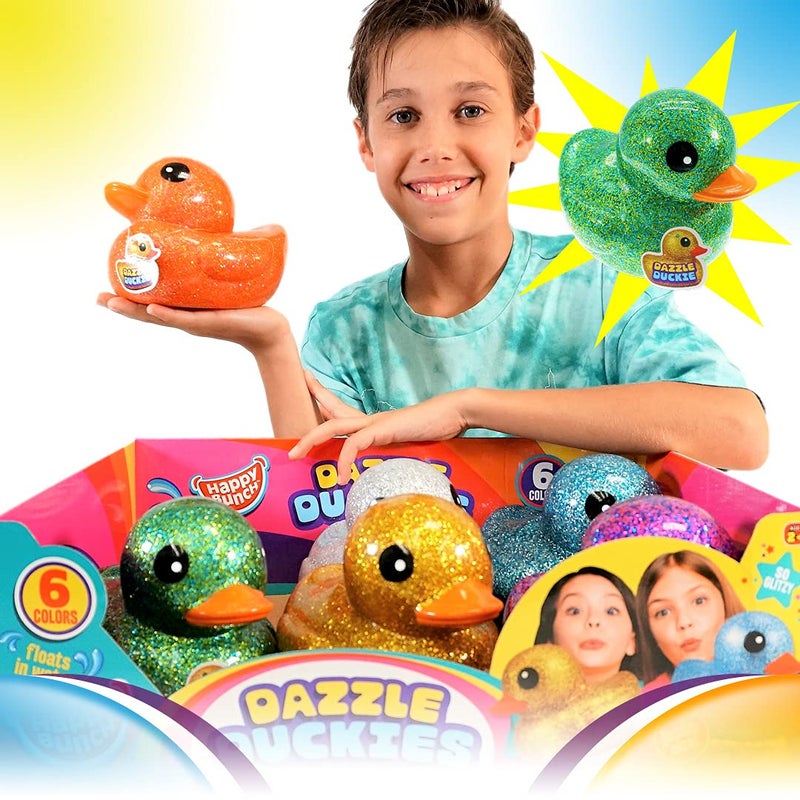 JA-RU Giant Glitter Rubber Ducks (1 Duck Assorted) 7" Large Rubber Duck. Kid Bath Toys. Stress Relief Fidget. Beach & Pool Toy. Baby Shower & Birthday Party Favors. 4346-1s - Image 4