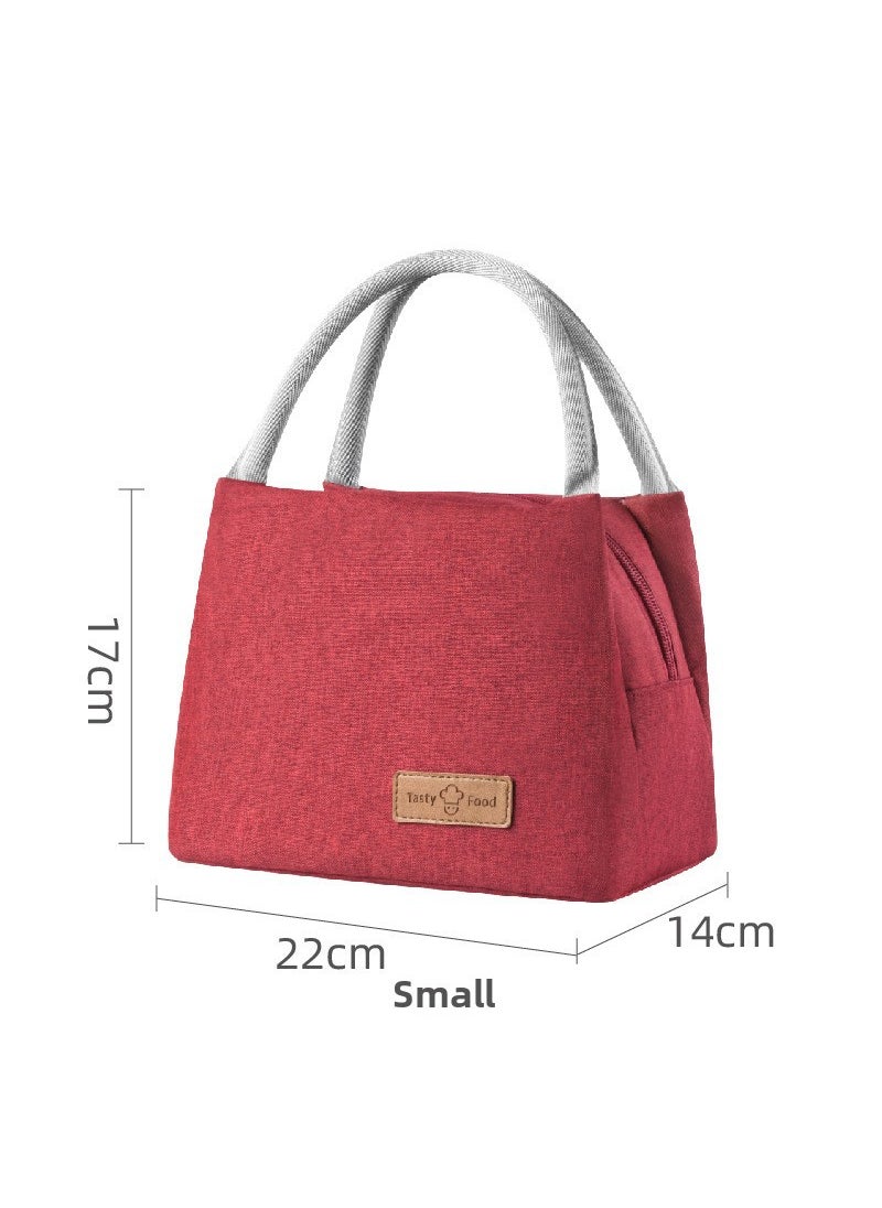 Generic Thick Insulated Lunch Bag Large Capacity wine red small size 